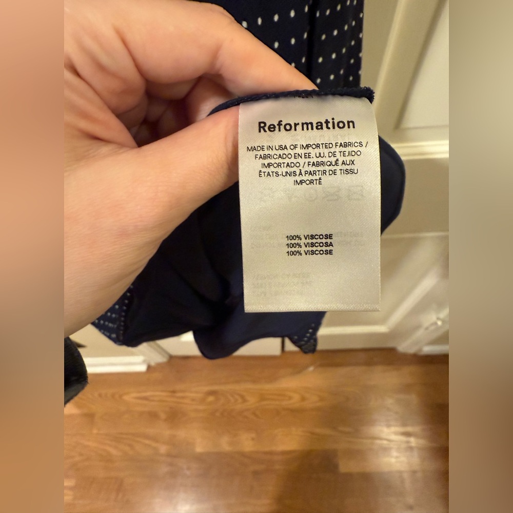 Reformation Layla navy blue white polka dot maxi midi skirt 12 - Picture 5 of 6